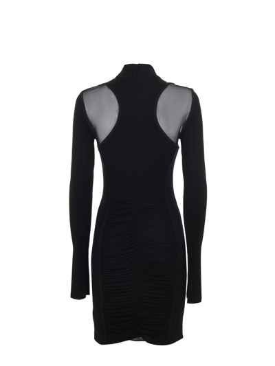 Shop Versace Jeans Couture Interlock Jersey Dress In Nero