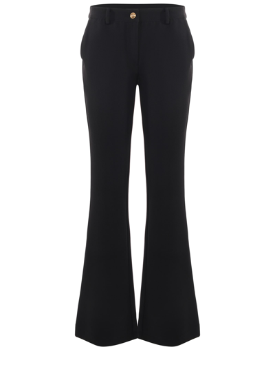 Shop Versace Jeans Couture Trousers In Stretch Cady In Nero