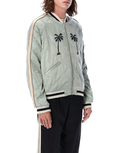 Shop Palm Angels Life Is Palm Souvenir Jacket In Light Grey