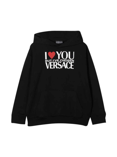 Shop Versace Black Sweatshirt Unisex Kids In Nero/bianco