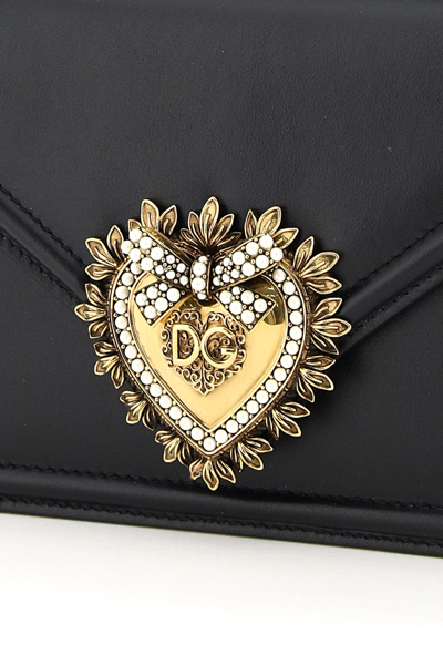 Shop Dolce & Gabbana Small Devotion Bag In Nero/oro