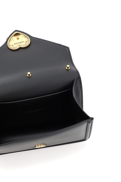 Shop Dolce & Gabbana Small Devotion Bag In Nero/oro