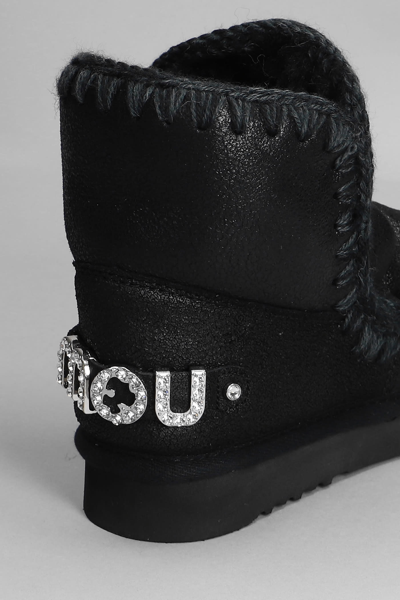 Shop Mou Eskimo 18 Low Heels Ankle Boots In Black Leather