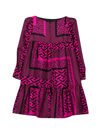 Shop Versace Fuchsia Dress Girl Kids In Nero/fucsia