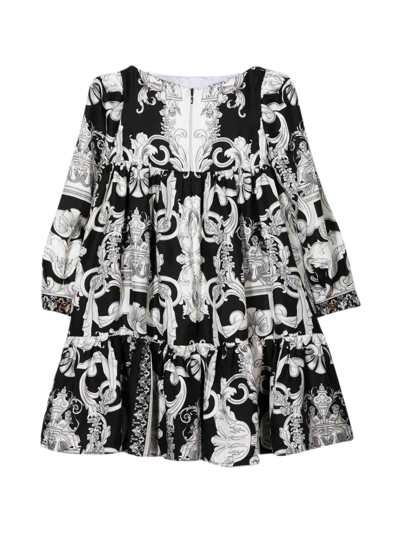 Shop Versace Black / White Dress Girl Kids In Nero/bianco