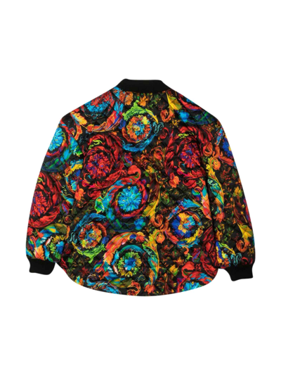 Shop Versace Multicolor Bomber Jacket Boy Kids In Nero