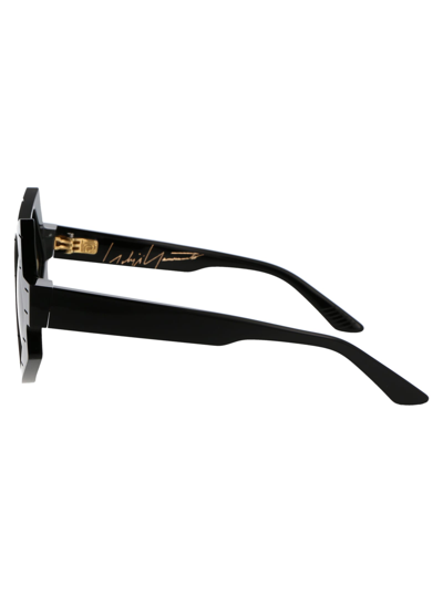 Shop Yohji Yamamoto Slook 004 Sunglasses In A001 Pure Black/japan Gold