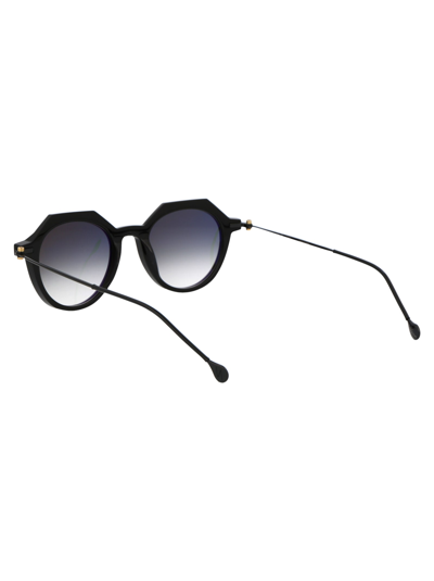 Shop Yohji Yamamoto Slook 009 Sunglasses In M001 Pure Black/satin Black