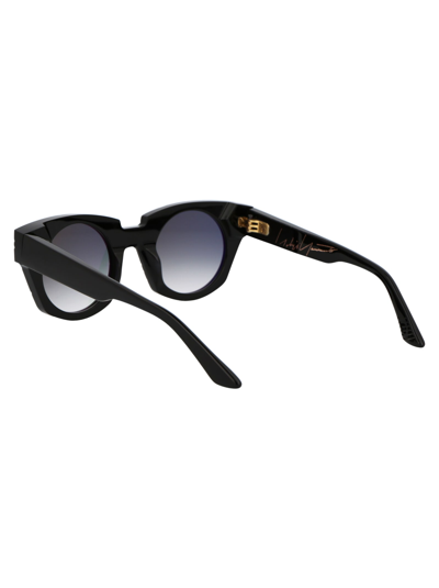 Shop Yohji Yamamoto Slook 003 Sunglasses In A001 Pure Black/japan Gold