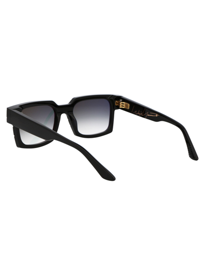 Shop Yohji Yamamoto Slook 001 Sunglasses In A001 Pure Black/japan Gold