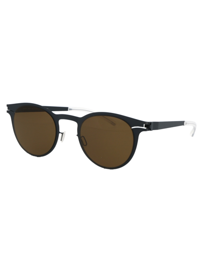 Shop Mykita Riley Sunglasses In 255 Indigo Raw Brown Solid