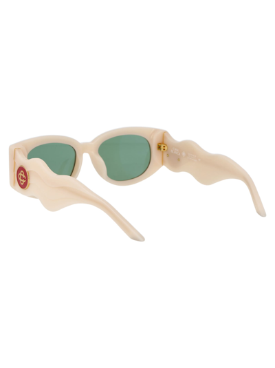 Shop Casablanca Af22-ew-020-08 Sunglasses In 08 Cream/yellow Gold/solid Green