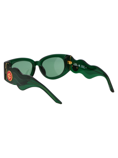 Shop Casablanca Af22-ew-020-07 Sunglasses In 07 Dark Green/gold/solid Green