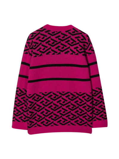 Shop Versace Fuchsia Sweater Unisex Kids In Fucsia/nero