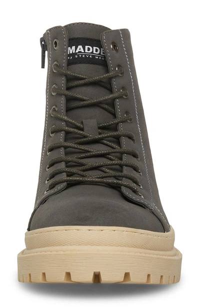 Shop Madden Faux Leather Combat Boot In Grey