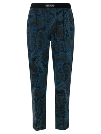 Shop Tom Ford Underwear Silk Pyjama Pants In Blue