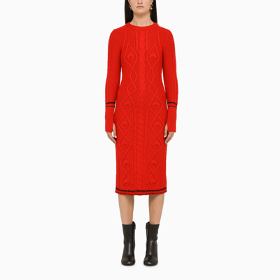 Shop Marine Serre | Red Wool Midi Dress