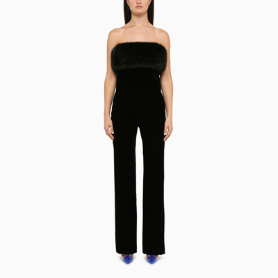 Shop Saint Laurent Long Black Strapless Jumpsuit