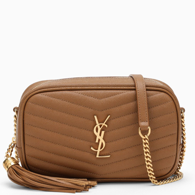 Shop Saint Laurent Leather-coloured Mini Lou Bag In Beige