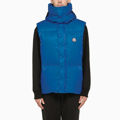 Shop Moncler Lawu Blue Nylon Sleeveless Padded Jacket