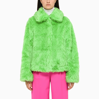 Shop Msgm | Short Green Faux Fur Jacket