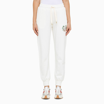 Shop Casablanca White Cotton Joggers With Embroidery