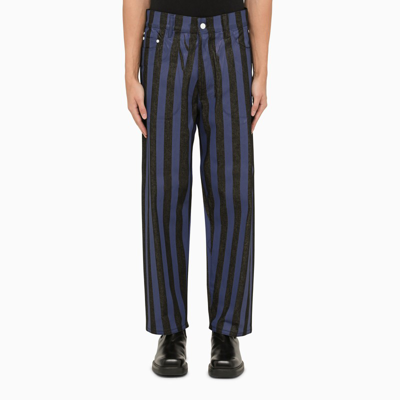 Shop Sunnei Regular Blue/black Striped Jeans