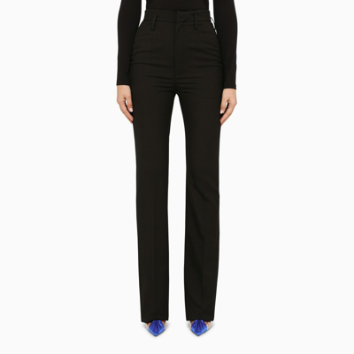 Shop Saint Laurent Black Wool Twill Trousers