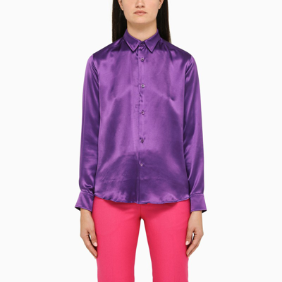 Shop Ami Alexandre Mattiussi Purple Silk Shirt