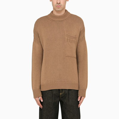 Shop Ten C Oversized Camel-coloured Wool Sweater In Brown