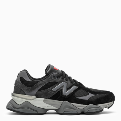 Shop New Balance 9060 Black/grey Leather And Fabric Sneakers