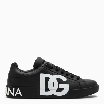 Shop Dolce & Gabbana Black Portofino Sneakers With Dg Logo