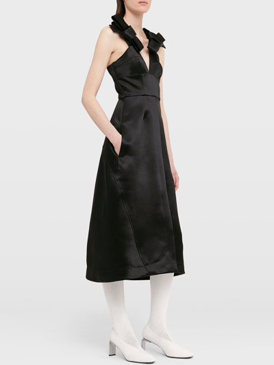 Jil Sander Black Satin Dress In Black