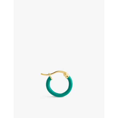 Shop Anna + Nina Single Serene 14ct Yellow Gold Plated Sterling-silver Earring In Green