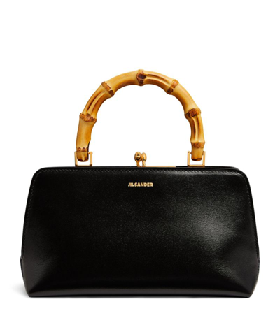 Shop Jil Sander Leather Goji Square-frame Top-handle Bag In Black
