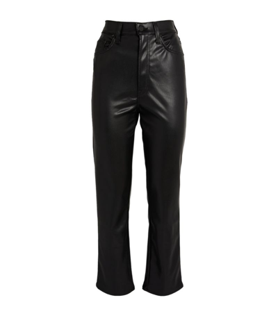 Shop Mother Faux-leather Rider Trousers In Black