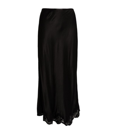 Shop Rixo London Lace-trimmed Midi Skirt In Black