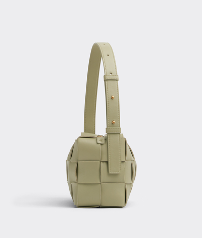 Bottega Veneta Brick Cassette Shoulder Bag Travertine in Lambskin Leather  with Gold-tone - US