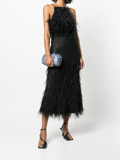 Shop Cult Gaia Joey Ostrich Feather Blouse In Black