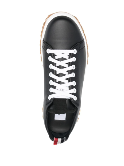 Shop Thom Browne Court Lace-up Sneakers In 001 Black