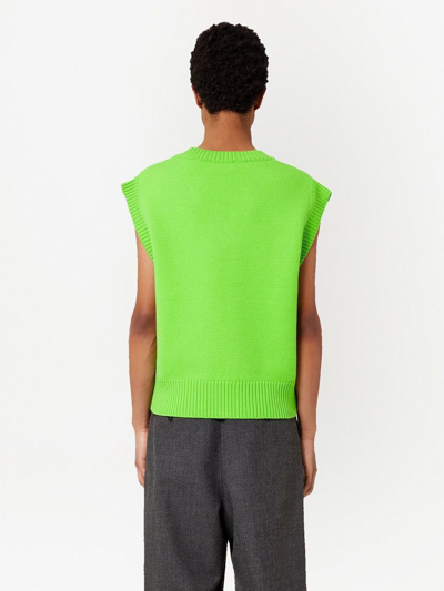 Ami Alexandre Mattiussi Ami Paris Logo Embroidered Knitted Vest In Green