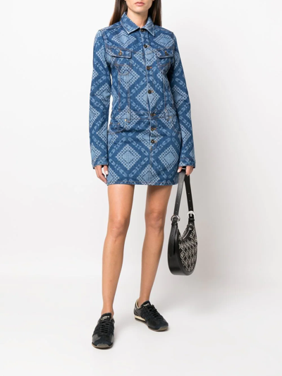 Shop Ahluwalia Denim Shirt Dress In Blau