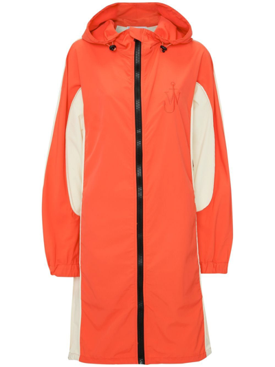 Shop Jw Anderson Logo-embroidered Colour-block Parka In Rot