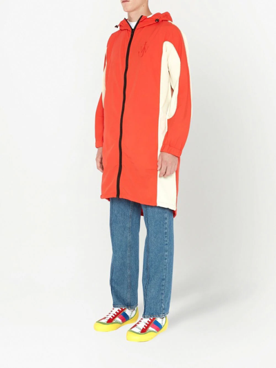 Shop Jw Anderson Logo-embroidered Colour-block Parka In Rot
