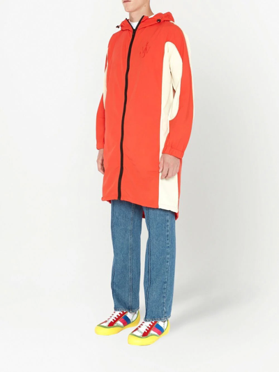 Jw Anderson Long Colour Block Parka Coat In Rot