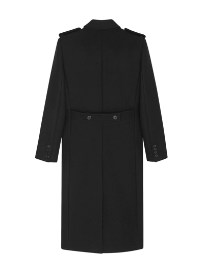Shop Saint Laurent Double-breasted Wool-blend Coat In Black