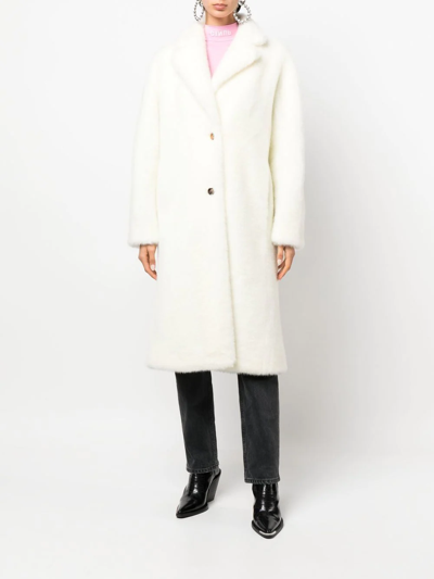 Shop Philipp Plein Monster-print Faux-fur Coat In White