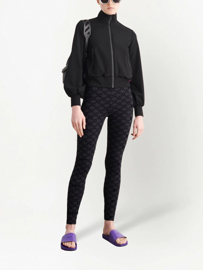 Off-white Flock Monogram Performance Leggings In Black