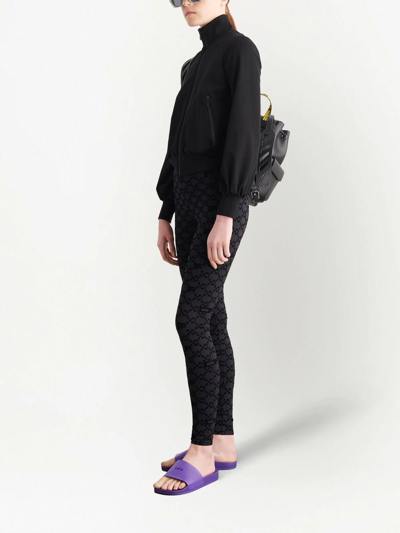 Off-white Flock Monogram Performance Leggings In Black