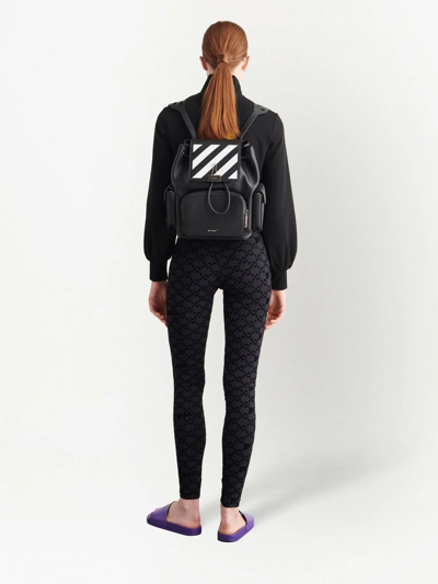 Off-white Flock Monogram Performance Leggings In Black